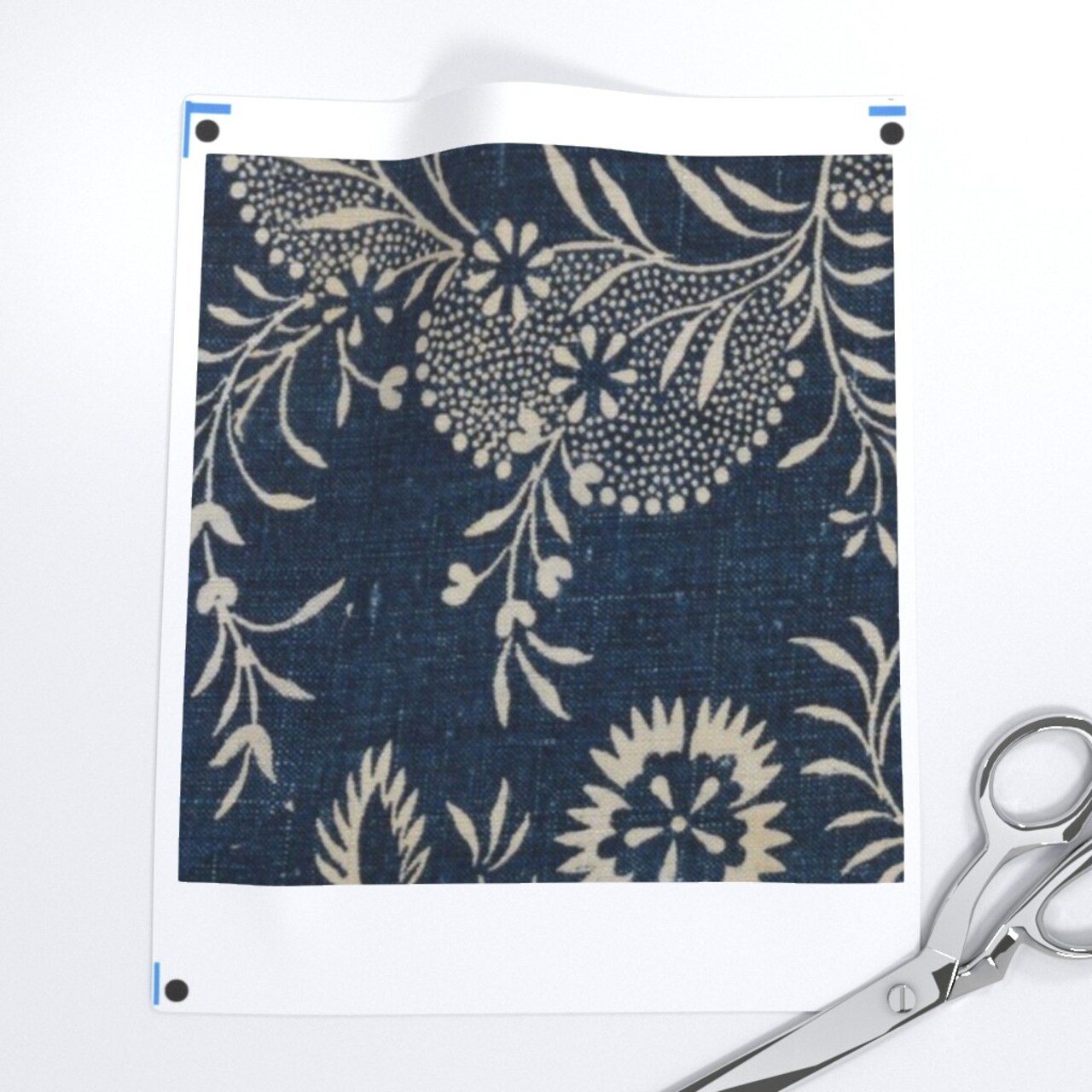Indigo Floral Folk Art Traditional Vintage Vines Indigo Batik Custom Printed Fabric by Spoonflower Various Fabrics by the Yard or Fat Quarter